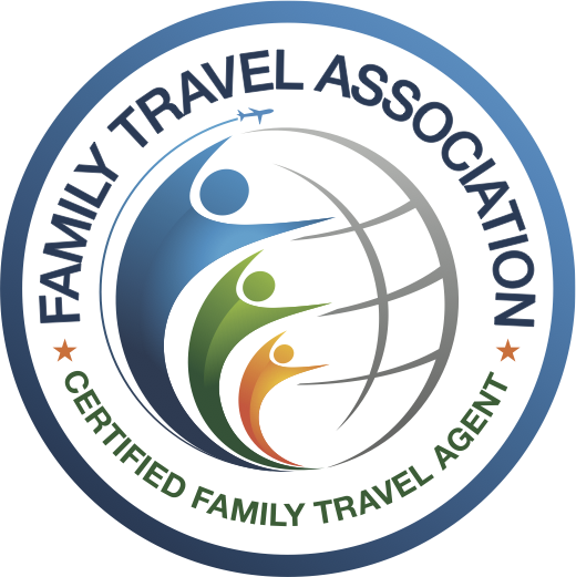 certified family travel agent by family travel association badge