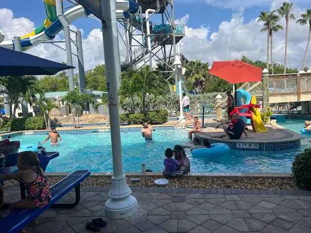 families having fun at waterpark